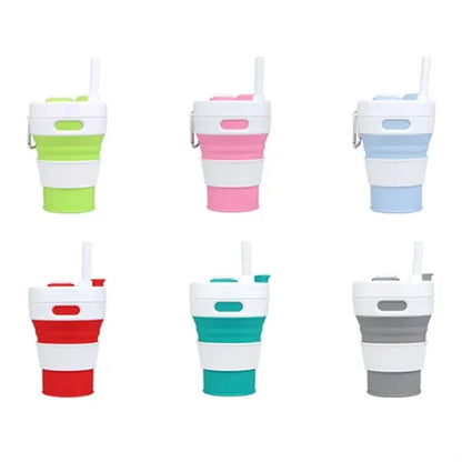 15 OZ Silicone Folding Straw Cup