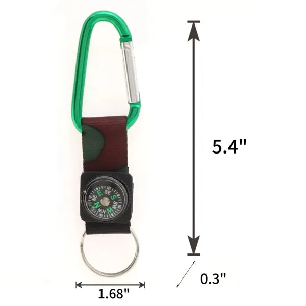 Carabiner Outdoor Sports Classic Compass Keychain Belt Clip