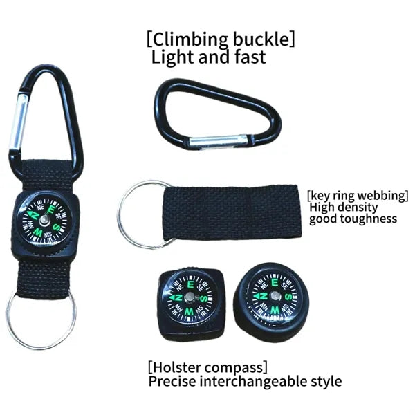Carabiner Outdoor Sports Classic Compass Keychain Belt Clip