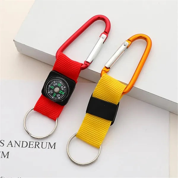 Carabiner Outdoor Sports Classic Compass Keychain Belt Clip