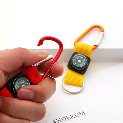 Carabiner Outdoor Sports Classic Compass Keychain Belt Clip