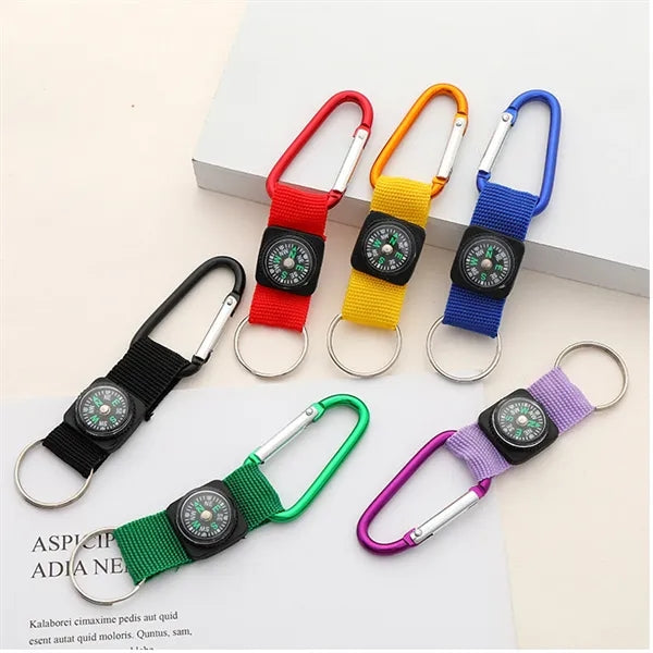 Carabiner Outdoor Sports Classic Compass Keychain Belt Clip