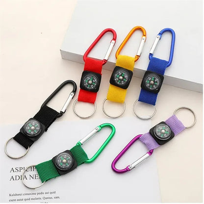 Carabiner Outdoor Sports Classic Compass Keychain Belt Clip