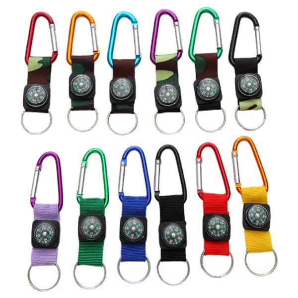 Carabiner Outdoor Sports Classic Compass Keychain Belt Clip