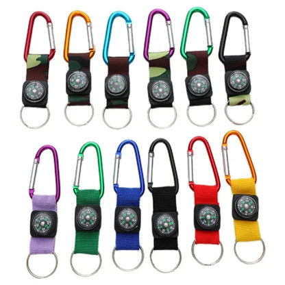 Carabiner Outdoor Sports Classic Compass Keychain Belt Clip
