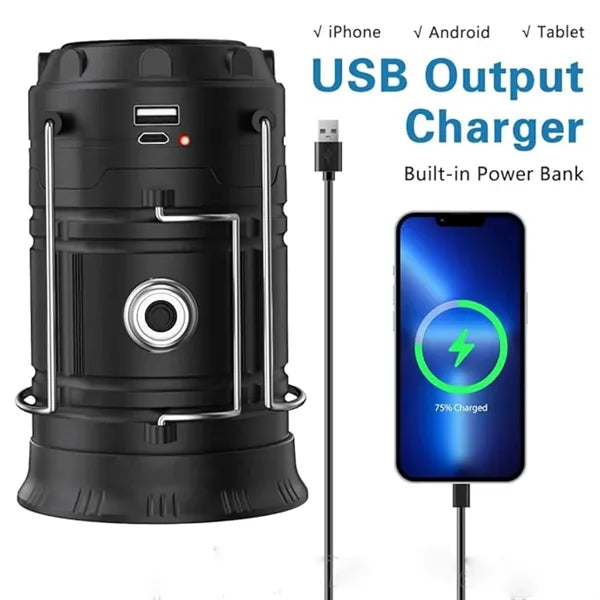 Folding Portable LED Horse Lantern Camping Solar USB