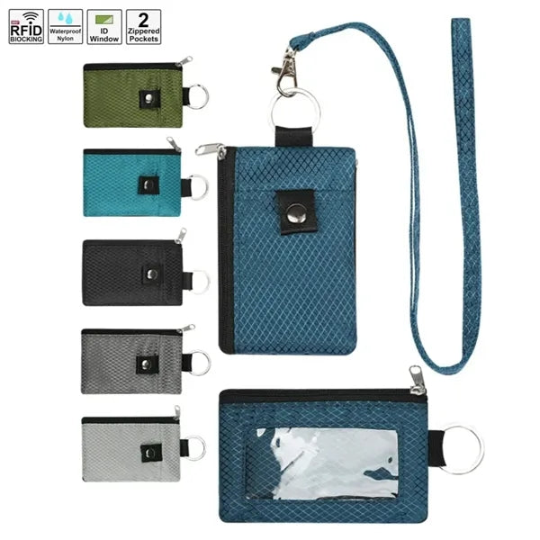 RFID Minimalist Wallet with ID Window and Lanyard