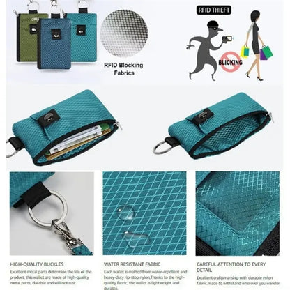 RFID Minimalist Wallet with ID Window and Lanyard