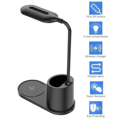 Desk Lamp with Wireless Charger with Pen Holder
