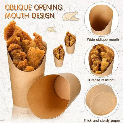 12/14oz Disposable Kraft Paper French Fry Cups