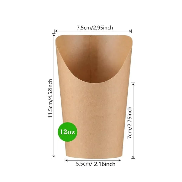 12/14oz Disposable Kraft Paper French Fry Cups