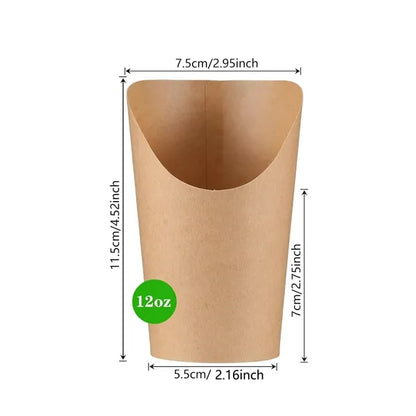 12/14oz Disposable Kraft Paper French Fry Cups