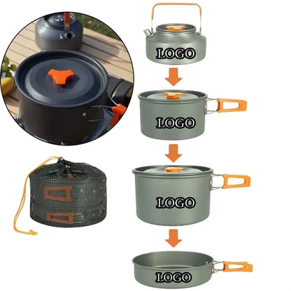 Camping Cookware Cutlery Set with Mesh Bag Portable Backpack