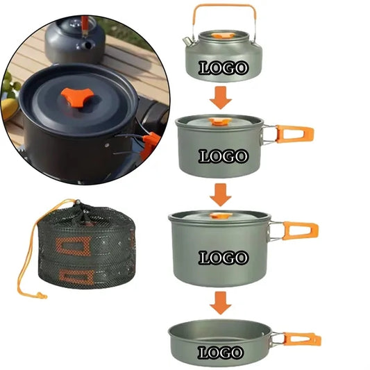 Camping Cookware Cutlery Set with Mesh Bag Portable Backpack
