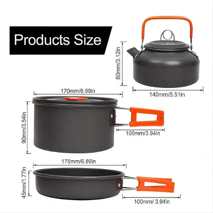 Camping Cookware Cutlery Set with Mesh Bag Portable Backpack