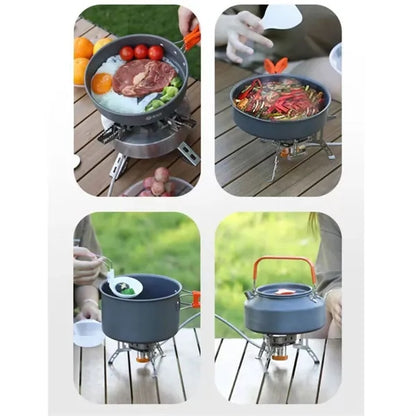 Camping Cookware Cutlery Set with Mesh Bag Portable Backpack