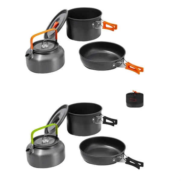 Camping Cookware Cutlery Set with Mesh Bag Portable Backpack