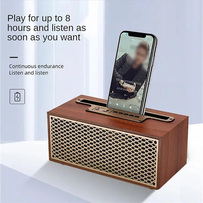 Portable Wireless Wood Retro TWS Desktop Bluetooth Speaker