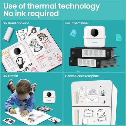 Mini Multi-function Inkless Sticker Photo Thermal Printer