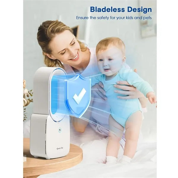 Portable Bladeless Fan with Touch Control LED Light
