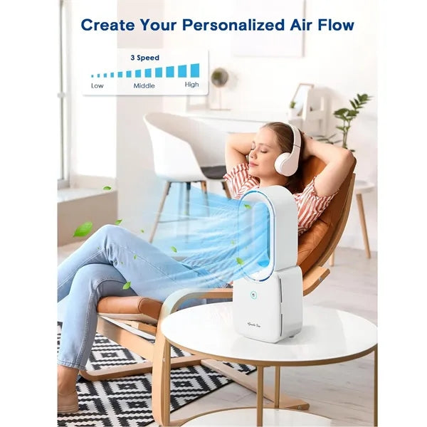 Portable Bladeless Fan with Touch Control LED Light