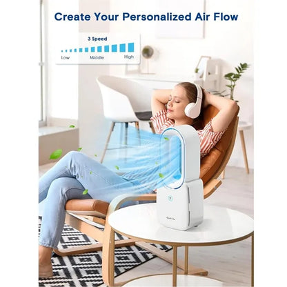 Portable Bladeless Fan with Touch Control LED Light
