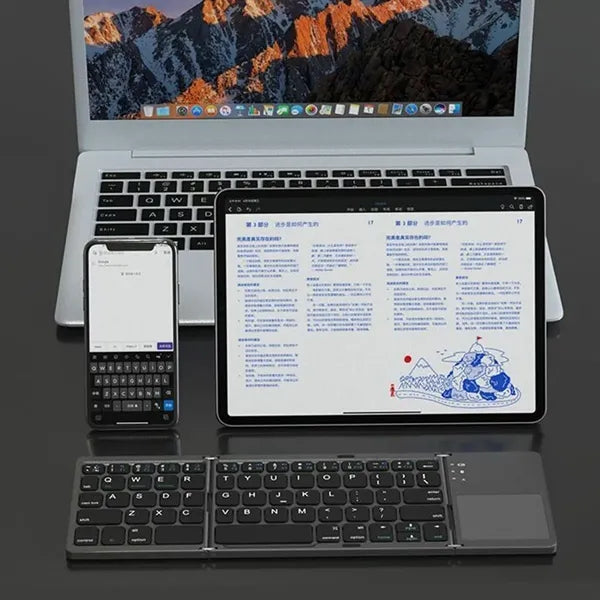 Portable Foldable Bluetooth Wireless Keyboard with Touchpad