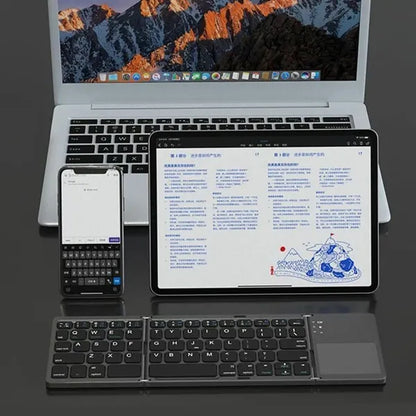 Portable Foldable Bluetooth Wireless Keyboard with Touchpad
