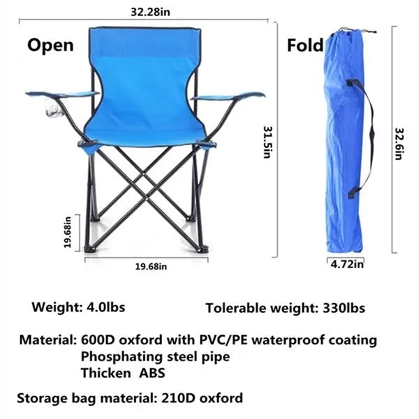 Portable Folding Chair with Arm Rest Cup Holder