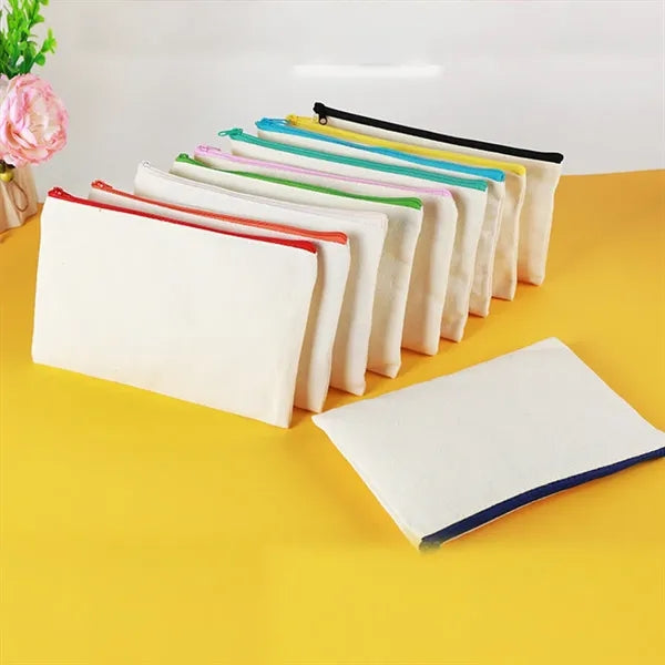 Multifunctional zipper canvas stationery cosmetic bag