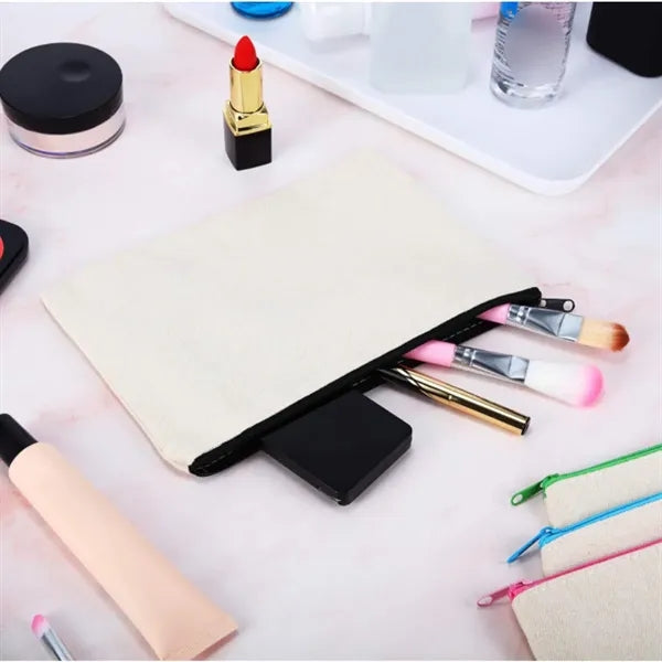 Multifunctional zipper canvas stationery cosmetic bag