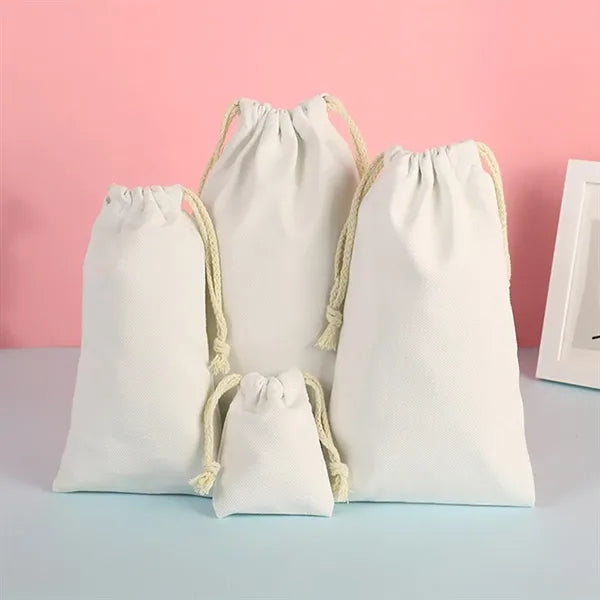 Portable durable customizable storage drawstring canvas bag