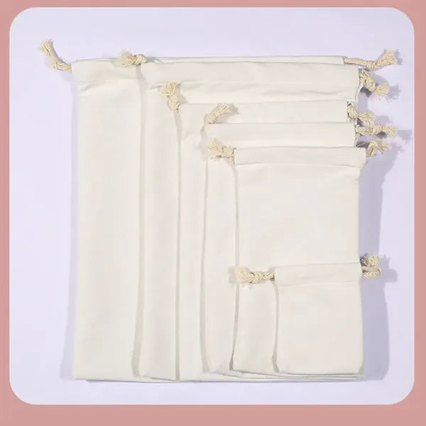 Portable durable customizable storage drawstring canvas bag