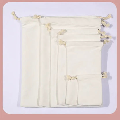 Portable durable customizable storage drawstring canvas bag