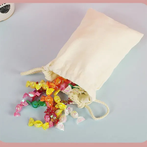 Portable durable customizable storage drawstring canvas bag
