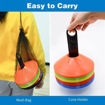 25pcs Set Agility Soccer Cones with Carry Bag and Holder