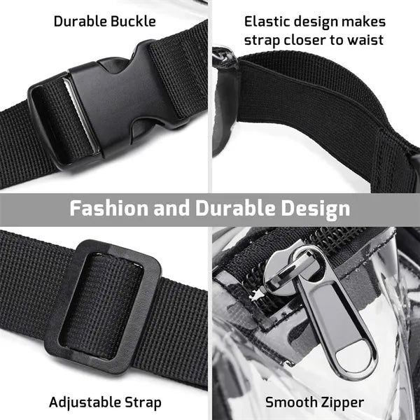 Portable unisex waterproof stadium approved clear waist bag