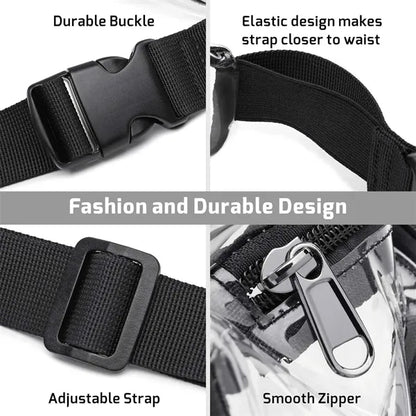 Portable unisex waterproof stadium approved clear waist bag
