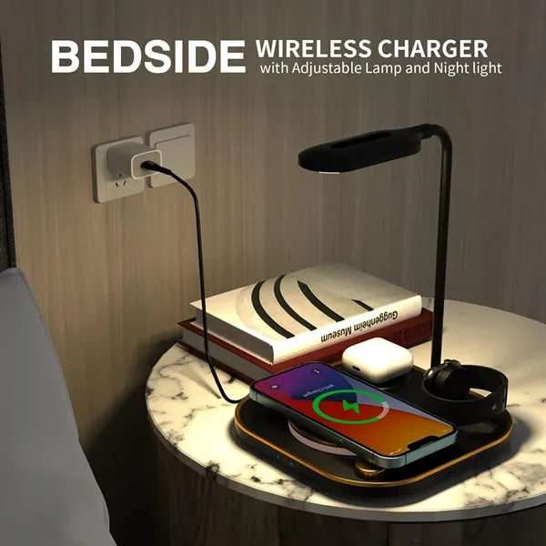 Fast Wireless Charger Stand with Dimmable LED Desk Lamp