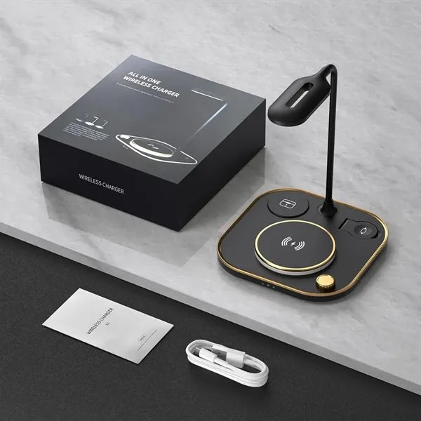 Fast Wireless Charger Stand with Dimmable LED Desk Lamp