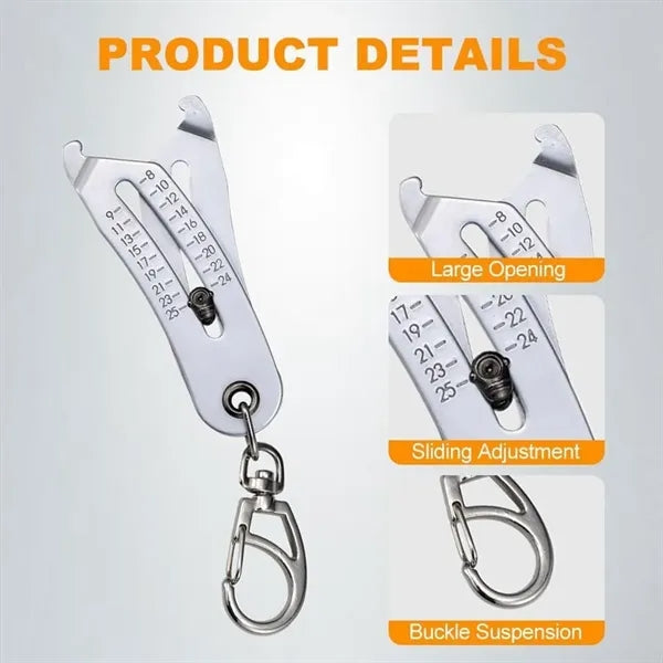 Precise Tool Nut Thread And Bolt Head Size Checker Keychain