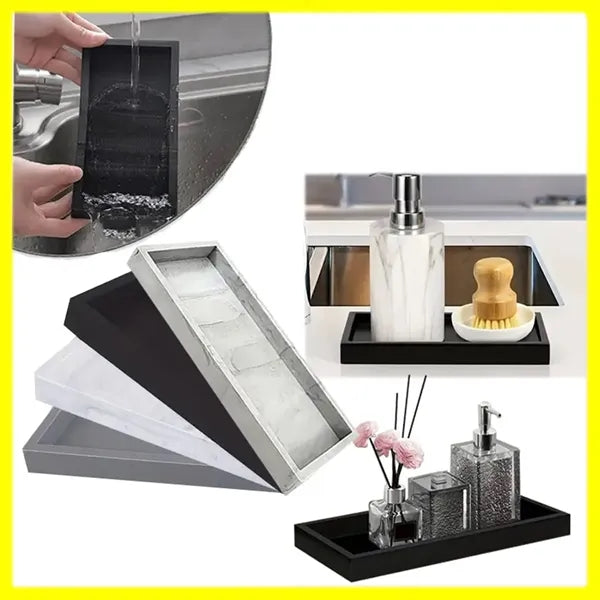 Silicone storage kitchen counter vanity soap  bathroom tray