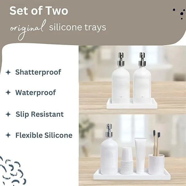 Silicone storage kitchen counter vanity soap  bathroom tray