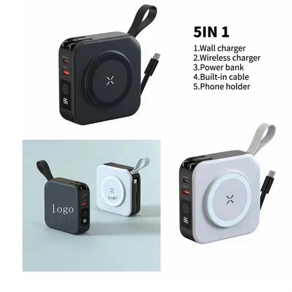 Magnetic wireless power bank 5-in-1 10000mah comes wire pin