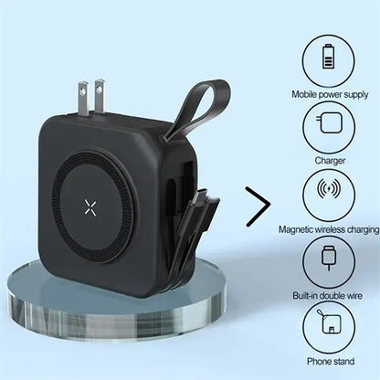 Magnetic wireless power bank 5-in-1 10000mah comes wire pin