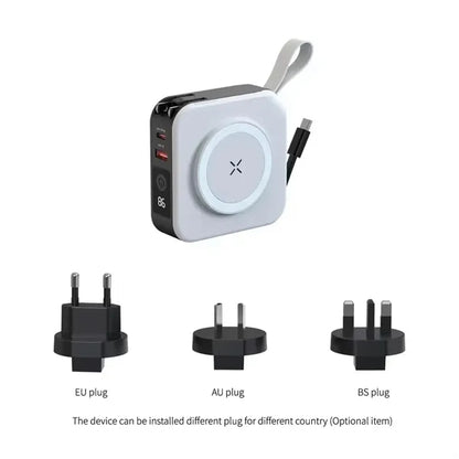 Magnetic wireless power bank 5-in-1 10000mah comes wire pin