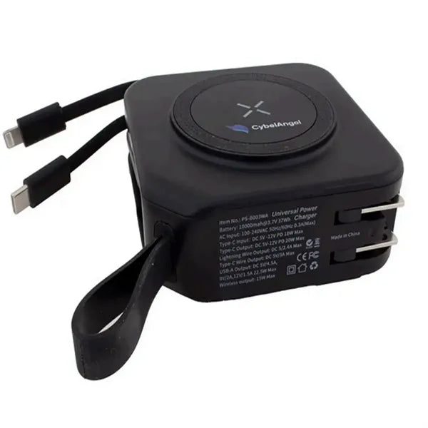 Magnetic wireless power bank 5-in-1 10000mah comes wire pin