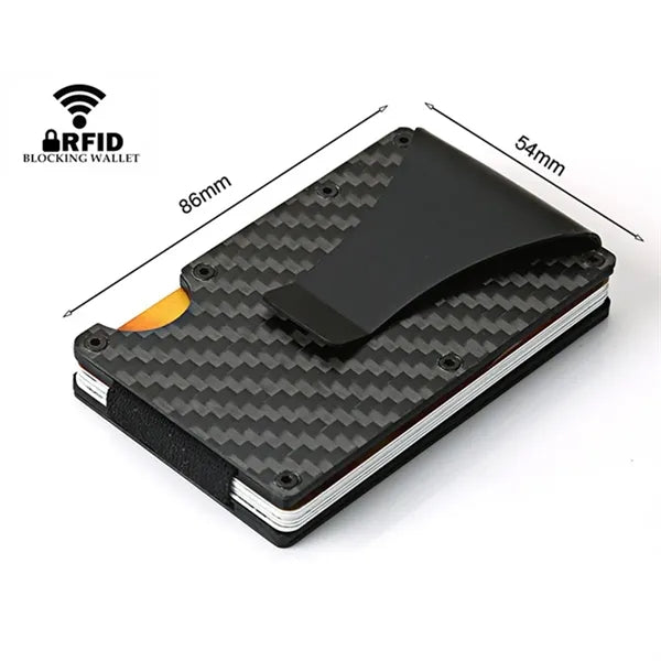 RFID Carbon Fiber Credit Card Holder with Metal Money Clip