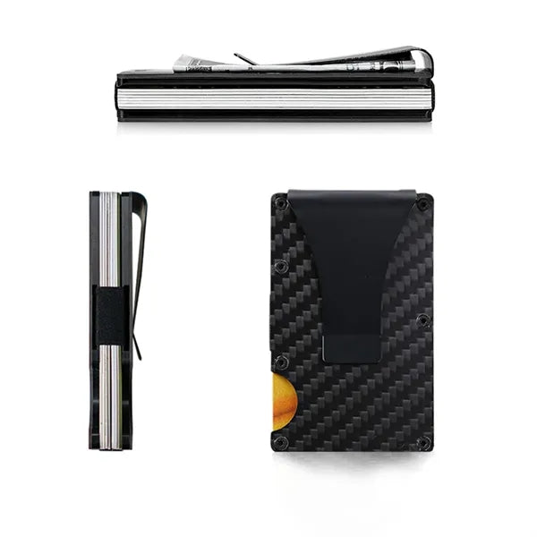 RFID Carbon Fiber Credit Card Holder with Metal Money Clip