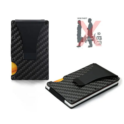 RFID Carbon Fiber Credit Card Holder with Metal Money Clip